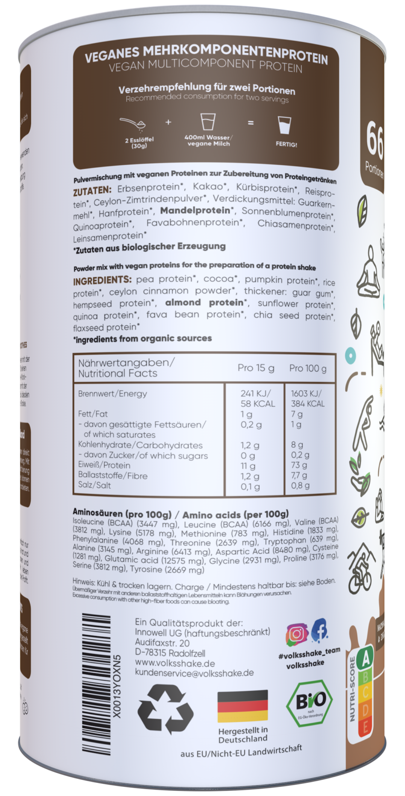 BIO * SCHOKO - VEGANES PROTEIN - 1000g – Bild 2